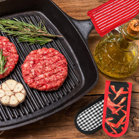 Geiserailie 8 Pieces Pan Handle Sleeve Heat Resistant Pot Sleeve Grip Non-Slip Skillet Pot Holder Machine Washable Cast Iron Handle Cover Cotton A...