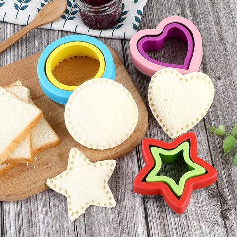 Sandwich Cutter and Sealer,Round Heart Star 3Pcs Shapes Sandwich Decruster Press Mold+8pcs Stainless Steel Mini Vegetable Cookie Cutters,Bread San...