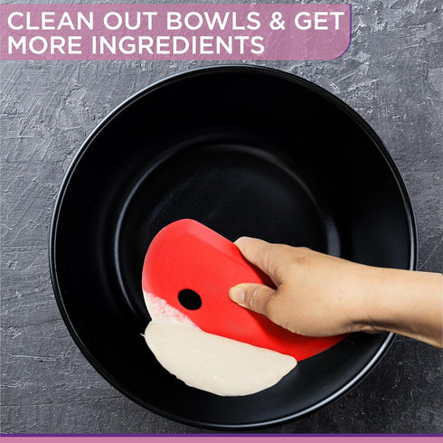 Zoie + Chloe Multipurpose Silicone Bowl Scraper - Dough Scraper for Cleaning Mixing Bowls, Baking Pan - Silicone Scraper Spatula For Painting, Smo...