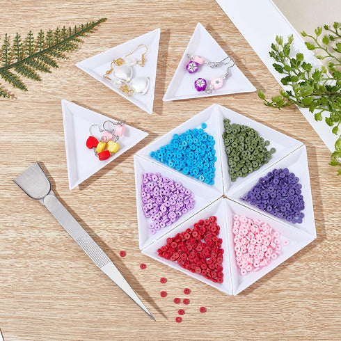 PH PandaHall Bead Sorting Trays, 20pcs Triangle Jewelry Plate Painting Pigment Tray Plastic Art Crafts Storage Plate with 2pcs Handy Tweezers with...