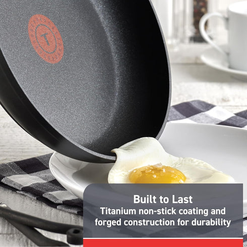 T-fal C4610263 Titanium Advanced Nonstick Thermo-Spot Heat Indicator Dishwasher Safe Cookware Fry Pan, 8-Inch, Black -...