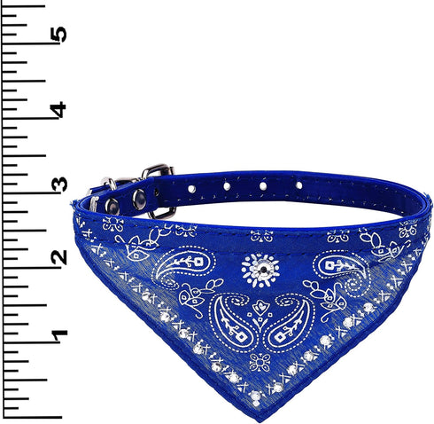 Crystal Studded Blue Bandana Pet Accessory - Hypoallergenic Polyester for Male and Female Dogs - Small Size Fits Chihuahua, Yorkie, Mini Breeds - ...