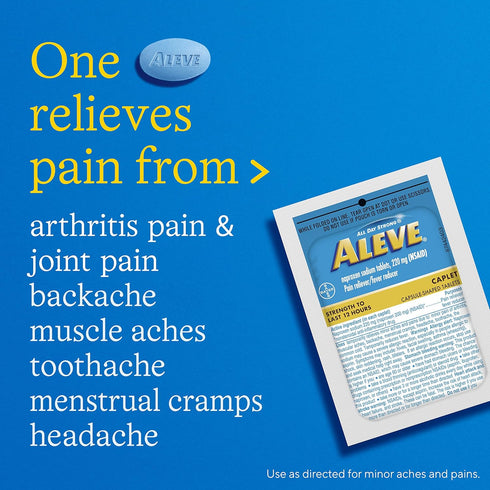 Aleve Pain Reliever & Fever Reducer Naproxen Sodium Caplets, Body Pain Relief, Arthritis Pain Relief, Pain Medicine for Adults and Children Ages 1...