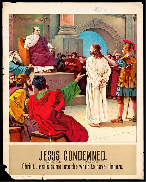 Posterizer 1 pcs-Jesus condemned poster-Religious Posters-Gifts for Christians -Decor for Church, Sunday School Classroom- unframed wall art...