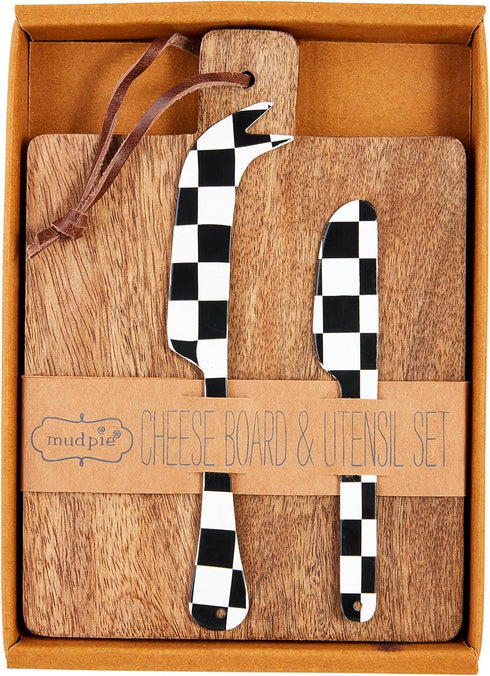 Mud Pie Boxed Board Utensil Set; Board 8" x 5 3/4" | Knife 6 1/4" | Spreader 5 1/2"...