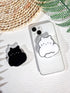 Cartoon Cat Phone Grip Holder, Cute Clear Black White Cat Phone Stand, Expandable Collapsible Transparent Cell Phone Accessory, Phone Charms Table...