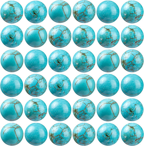 100Pcs Natural Stone Beads 8mm Turquoise Round Gemstone Loose Beads with Elastic Bracelet String for Bracelets Necklace Jewelry Making...