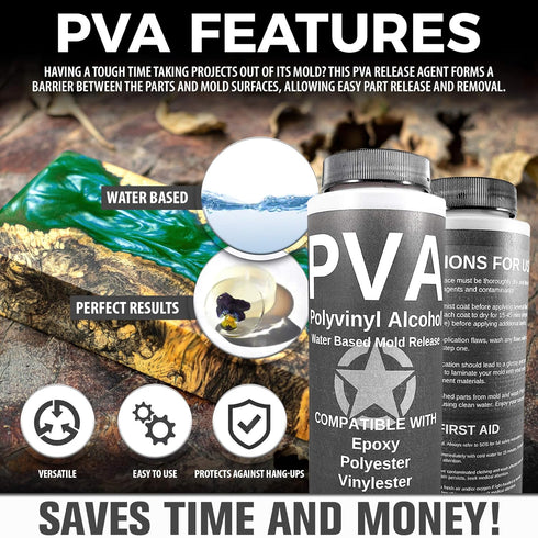 PVA Water Based Mould Release - Polyvinyl Alcohol Agent for Epoxy, Polyester, Vinyl Ester, Resin, Gel Coat, Polyurethane Foam, Silicone-Spray or B...