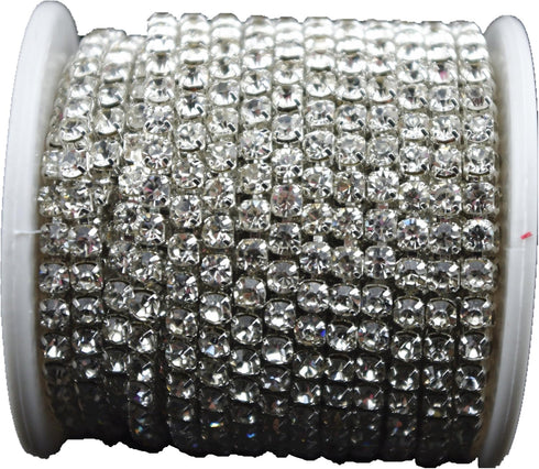 10 Yard Crystal Rhinestone Close Chain Clear Trim Sewing Craft Silver color (4mm)...