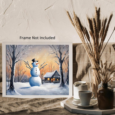 Posterizer 1 pcs-cute snowman in snowy wintery nature 2-Landscape & Nature Art-Holiday Poster Collection-Living Room Bedroom Decor- unframed wall ...