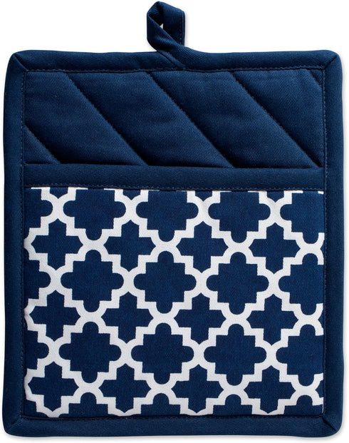DII Lattice Basics Collection Kitchen Essentials, Oven Mitt & Potholder Set, Nautical Blue, 2, Piece...