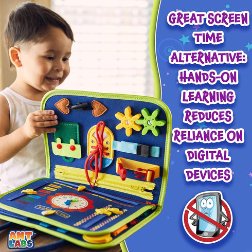 Montessori Busy Board for Toddlers - Educational Early Development Busy Book for 1-4 Year Olds - Sensory Board for Learning Numbers, Letters, and ...