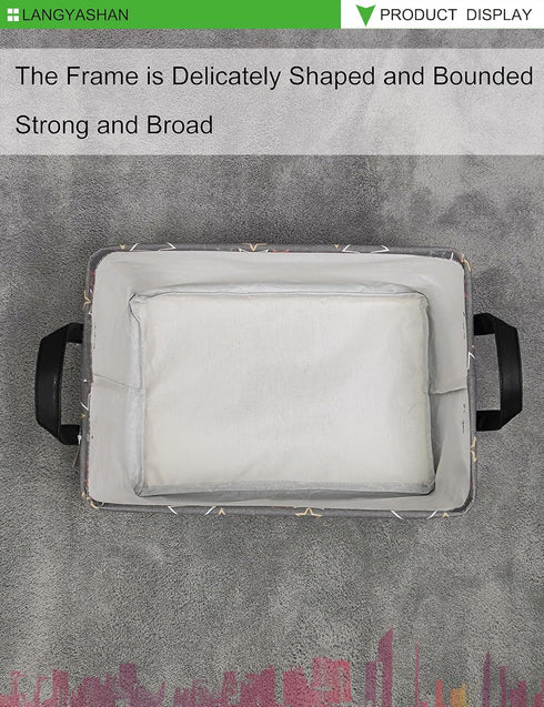 LANGYASHAN Rectangular Storage Bin Collapse Canvas Fabric Cartoon Storage Basket with Handles for Organizing Home Kitchen Boys and Girls Toys Offi...