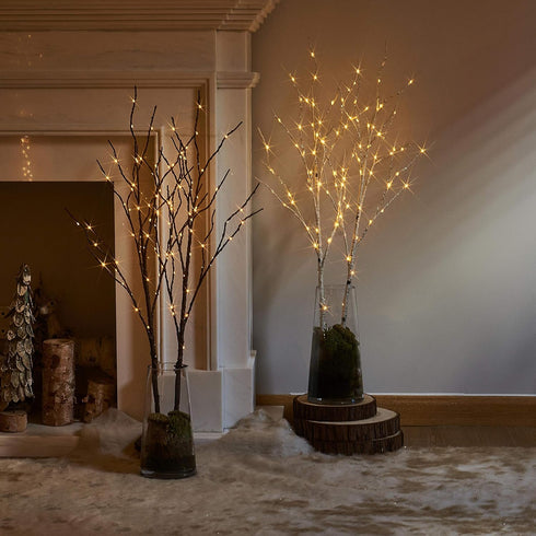 LITBLOOM Lighted Brown Willow Branches 32IN 100 LED with Timer Battery Operated, Tree Branch with Warm White Lights for Holiday Christmas Decorati...