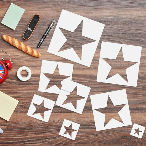 Large Star Stencil for Painting Template 5 Point Star Template Reusable Plastic Stencils,for Home Decoration Arts Paper Fabric Flag(8 Sizes)...