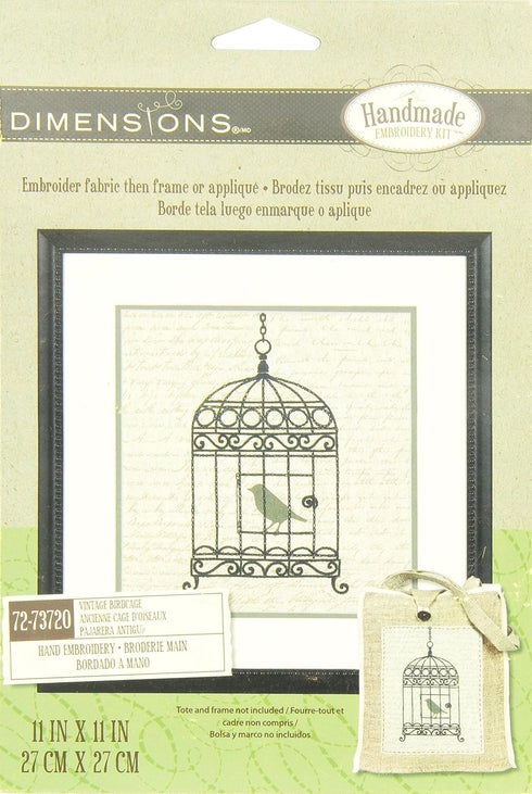 Dimensions Needlecrafts Stamped Embroidery, Vintage Birdcage......