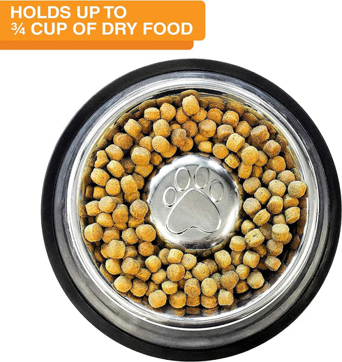 Neater Pet Brands Stainless Steel Slow Feed Bowl - Non-Tip & Non-Skid - Stops Dog Food Gulping, Bloat, Indigestion, and Rapid Eating (3/4 Cup)...