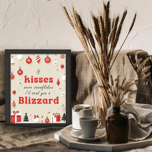 Posterizer 1 pcs-If kisses were snowflakes i'd send you a blizzard-Romantic Art-Holiday Poster Collection-Gifts for Women-Living Room Bedroom Deco...