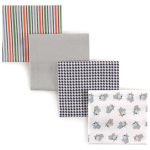 Luvable Friends Unisex Baby Cotton Flannel Receiving Blankets, Dog 4-Pack, One Size...
