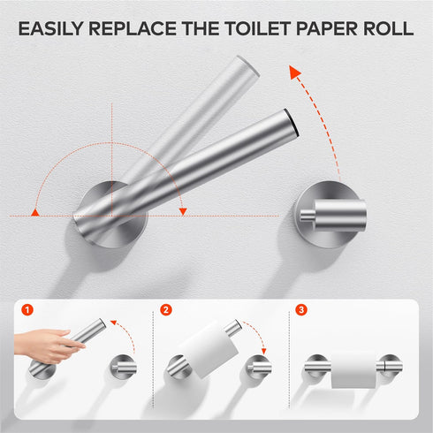 Day Moon™ Brushed Nickel Toilet Paper Holder - Toilet Paper Holder Wall Mount - Modern Toilet Paper Roll Holder, Toilet Paper Holder Brushed Nicke...