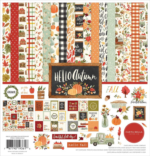 Carta Bella Paper Company Hello Autumn Collection Kit, red, Teal, Yellow, Orange, Black 12-x-12-Inch...
