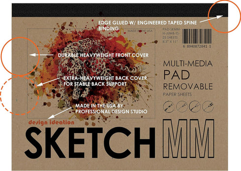 Design Ideation Sketch PAD. Removable Sheet. Premium Paper. Smart-Bind Reinforced Lay Flat Binding. (8.5" x 11") PAD-2550-TS-H (1 PAD)...