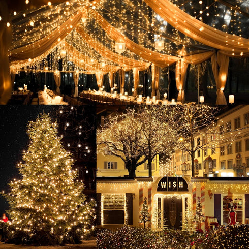 132FT 400 LED Fairy Lights Plug in Silver Wire Outdoor String Lights Waterproof Firefly Starry Lights with Remote Timer Twinkle Lights for Wedding...