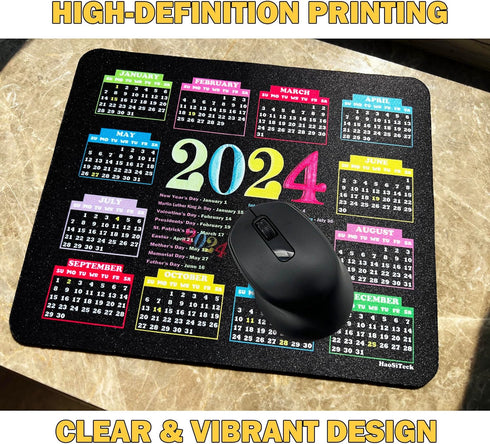 Calendar Mouse Pad 2024 Bulk 10.3"X8.3", XL Mouse Pad Calendar with Holidays, Mouse Pad Calendar 2024 Non-Slip Rubber Base, Home Office Desk Decor...