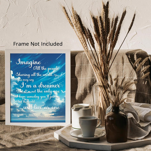 Posterizer 1 pcs-Imagine Song Lyrics-John Lennon-Gift For Beatles Fans-Musical Art Collection-Quotes-Gift for Music Fans- Decor for Gym, Studio- u...