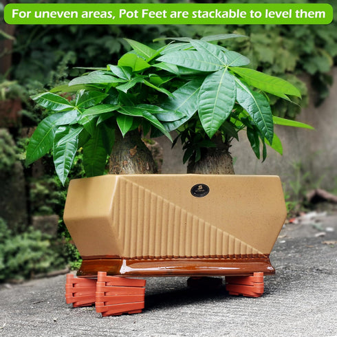 ORIMERC 12 Pcs 3/4" Plant Pot Lift Feet Plastic Elevator & 30ft Self-Watering Wick Cord Rope, Outdoor Indoor Potted Flower Shim Planter Raiser Toe...