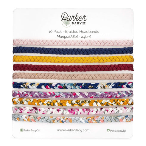 Parker Baby Co. Braided Headbands, Assorted (Pack of 10) Hair Accessories for Girls - Marigold Set...