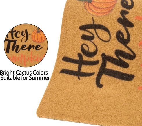 Hello Pumpkin Welcome Doormats Entrance Harvest-Festival Front Door Mat Artificial Coir Fall Doormat Funny Home Decor Doormat 17 x 29 Inch...