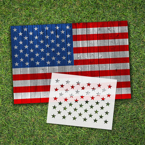 50 Stars Stencil Template - Reusable 4th of July Stencil of American Flag 50 Stars Pattern Stencil for Independence Day Decorations Painting Wood ...