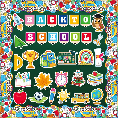 53PCS Back to School Cutouts Decoration, School for First Day of Classroom Theme Essentials Wall Decal Bulletin for Book Chalkboard for Teen-Agers...