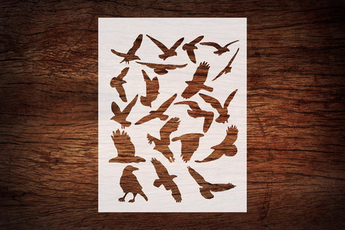 Reusable Birds Stencil 8.5" x 11" - Custom Crow, Seagull, Eagle Design for Nature-Inspired Crafts...