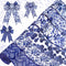 Lyrow 6 Rolls Chinoiserie White and Blue Wired Edge Ribbon Chinoiserie Ribbon Floral Ribbon Butterfly Craft Flower Pattern Fabric Ribbons for Craf...