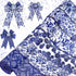 Lyrow 6 Rolls Chinoiserie White and Blue Wired Edge Ribbon Chinoiserie Ribbon Floral Ribbon Butterfly Craft Flower Pattern Fabric Ribbons for Craf...