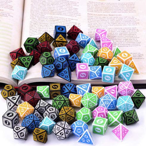 DND Dice Set 10 x 7 Retro Polyhedral Dice for Dragons and Dungeons Tabletop Role-playing Games, 70 Pieces RPG Dice...