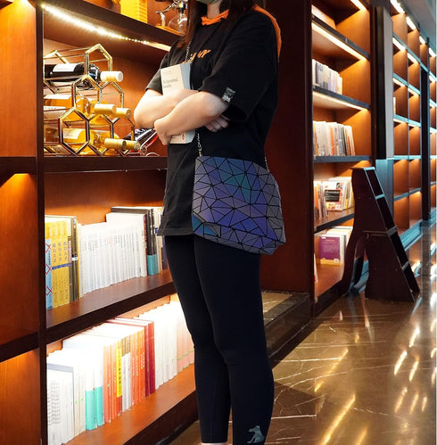 Small Clutch Purses for women Daily Use Geometric Purse for Women Geometric Luminous Purses and Shoulder bags Geometric Bags and Holographic cross...