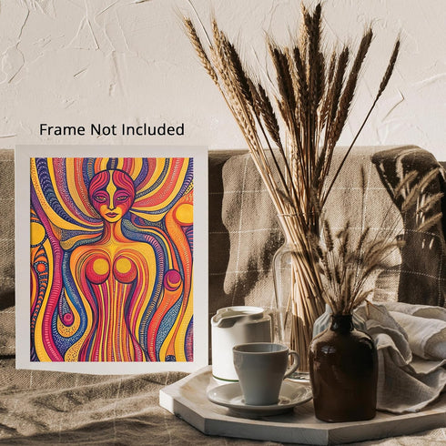 Posterizer 1 pcs-vibrant hippy psychedelic whimsy figure art-Abstract & Modern Art Gift for Men Women Teens Living Room Bedroom Decor- unframed wa...