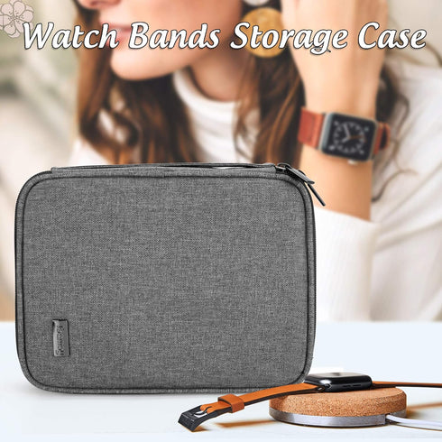 Teamoy Watch Storage Case for 26 Straps, Organizer Compatible with Apple Watch Bands and Other Accessories, Gray...
