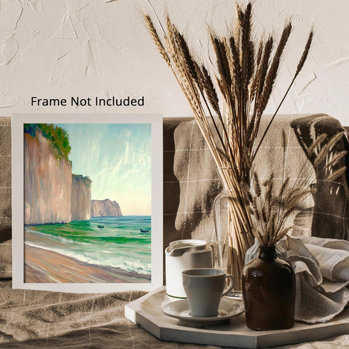 Posterizer 1 pcs-coastal cliefs in france-classics inspired oil painting style 2-Coastal & Nautical Art-Landscape & Nature Art-Decor for Home & Of...