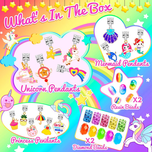 AMAZING TIME Charm Bracelet Making Kit, Jewelry Beads Toy for Girl Age 8-12, Creativity and Imagination Craft Set for 5 6 7 8 9 10 11 12 Year Old ...