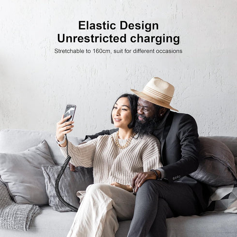Coiled USB-C to Lightning Cable, MFi Certified Retractable USB C iPhone Charger Cord Charging Cable Compatible with iPhone 14 13 12 11 Pro Max XR ...