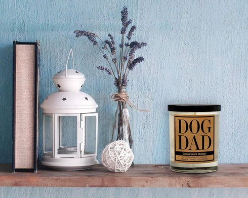 Dog Dad, Kraft Label Scented Soy Candle, Orange, Mango, Goji Berry, 10 Oz. Glass Jar Candle, Made in The USA, Decorative Candles, Funny and Sassy ...