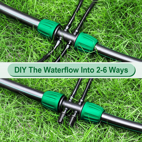 Drip Irrigation Fittings, 10 Pcs Lock Barbed Tee for 1/2 to 1/4 Inch Vinyl Tubing, Drip Line Parts 6-Way Tees Irrigation Connectors for Drip Sprin...