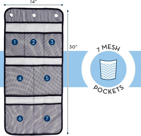 S&T INC. Shower Organizer, Shower Caddy or Bathroom Organizer with Quick Drying Mesh, 7 Pockets to Hold Shampoo, Soap, Loofah, and Cruise Ship Ess...