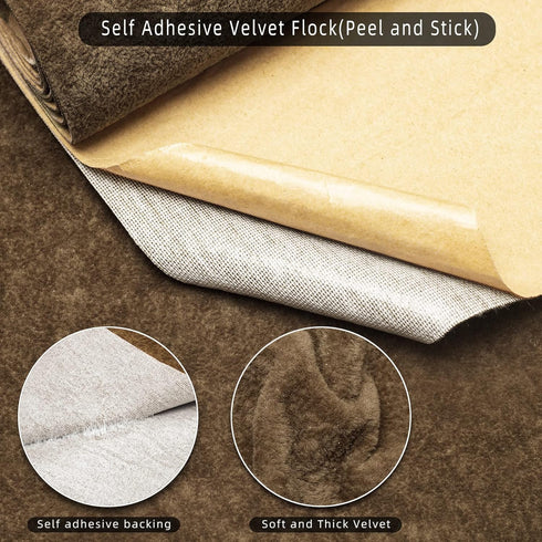Self Adhesive Felt Velvet Fabric Liner Velvet Drawer Liner for Jewelry Drawer Craft Felt Fabric Sheet Art & Craft Making 14.2" x 78" (Brown)...