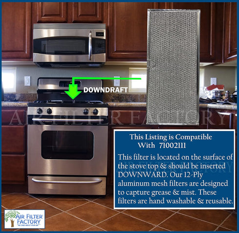 Air Filter Factory Replacement For Jenn-Air 71002111 Grease Mesh Downdraft 12-Layer Range Hood Filter 6.375 X 15.625 X .125 Inches