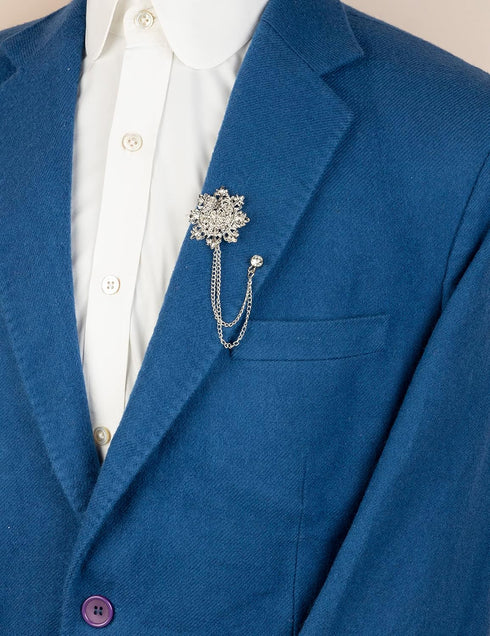 Knighthood Silver Engraving Executive Cross And Hanging Tassel Chain Collar Pin Brooch, Suit Stud, Shirt Studs, Lapel Pin Accessories for Men Wome...